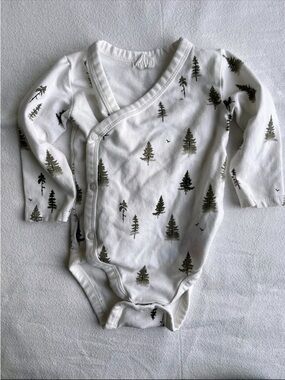 Petit Lem White One-Piece with Green Tree Print